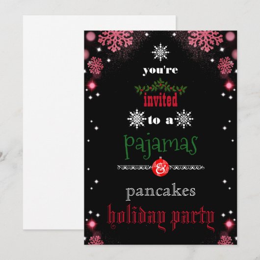 Kerstfeestdag Pajamas en Pancakes Family Party Kaart (Voorkant / Achterkant)