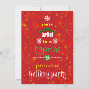 Kerstfeestdag Pajamas en Pancakes Family Party Kaart