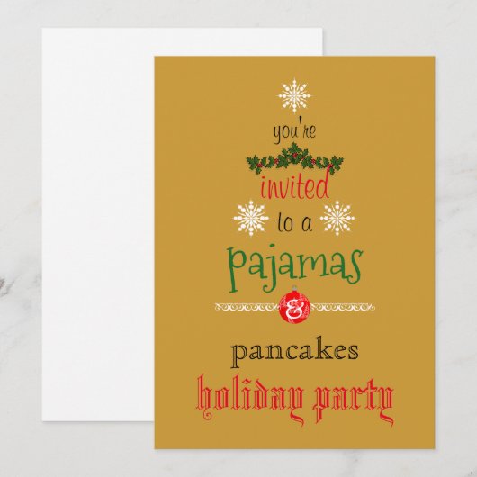 Kerstfeestdag Pajamas en Pancakes Family Party Kaart (Voorkant / Achterkant)