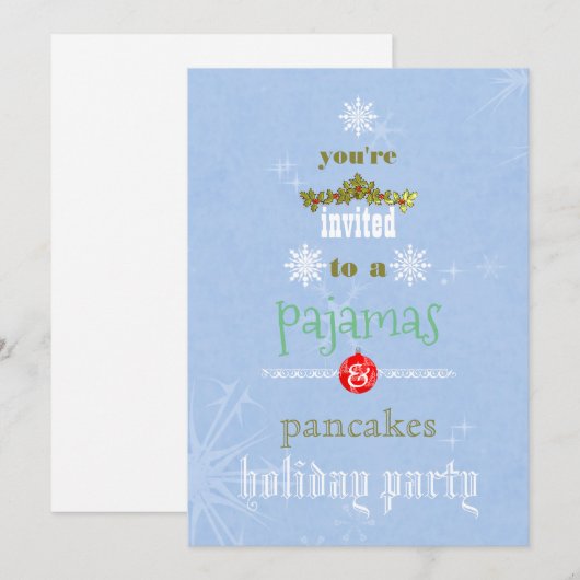 Kerstfeestdag Pajamas en Pancakes Family Party Kaart (Voorkant / Achterkant)