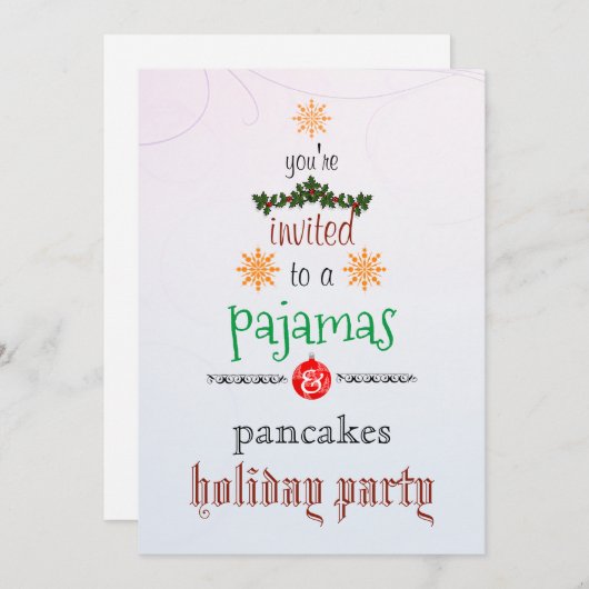 Kerstfeestdag Pajamas en Pancakes Family Party Kaart (Voorkant / Achterkant)