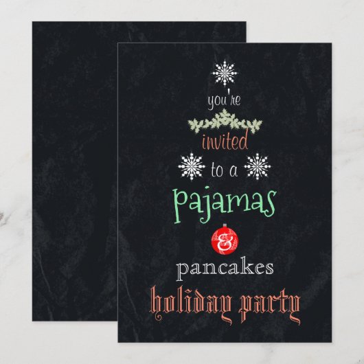 Kerstfeestdag Pajamas en Pancakes Family Party Kaart (Voorkant / Achterkant)