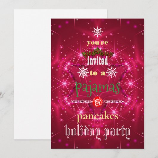 Kerstfeestdag Pajamas en Pancakes Family Party Kaart (Voorkant / Achterkant)