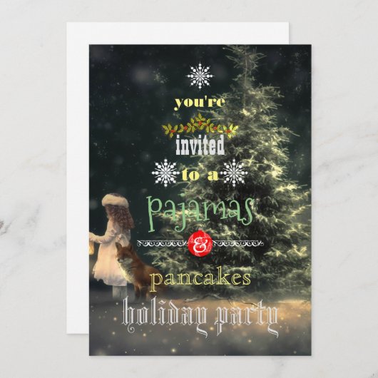 Kerstfeestdag Pajamas en Pancakes Family Party Kaart (Voorkant / Achterkant)