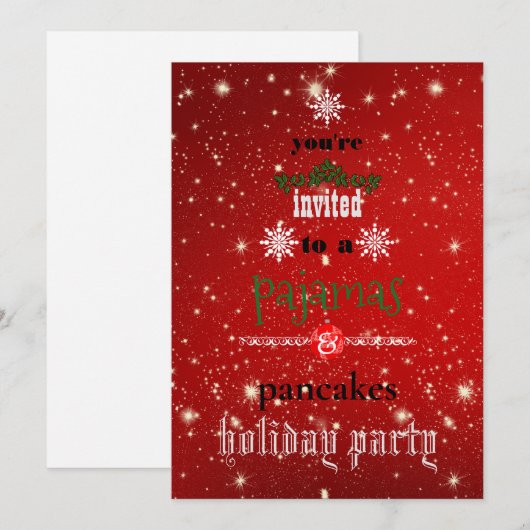 Kerstfeestdag Pajamas en Pancakes Family Party Kaart (Voorkant / Achterkant)