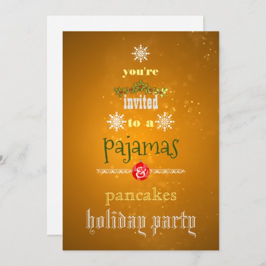 Kerstfeestdag Pajamas en Pancakes Family Party Kaart (Voorkant / Achterkant)
