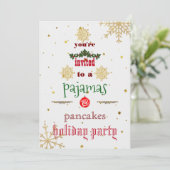 Kerstfeestdag Pajamas en Pancakes Family Party Kaart (Staand voorkant)
