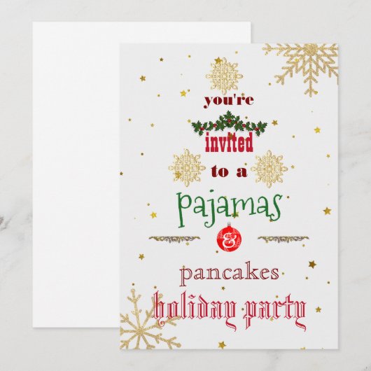 Kerstfeestdag Pajamas en Pancakes Family Party Kaart (Voorkant / Achterkant)