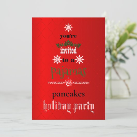 Kerstfeestdag Pajamas en Pancakes Family Party Kaart (Staand voorkant)