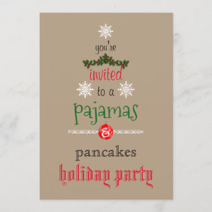 Kerstfeestdag Pajamas en Pancakes Family Party Kaart