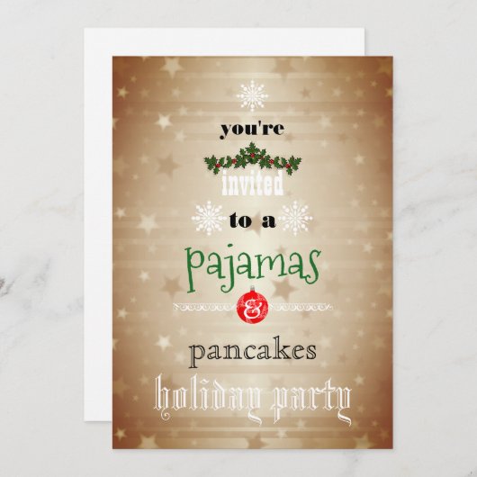 Kerstfeestdag Pajamas en Pancakes Family Party Kaart (Voorkant / Achterkant)