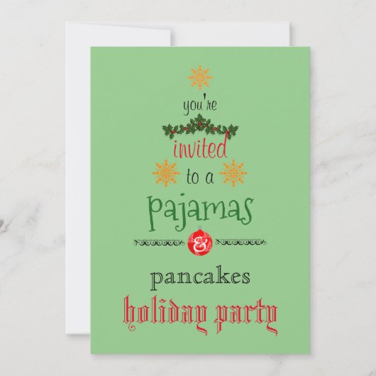 Kerstfeestdag Pajamas en Pancakes Family Party Kaart (Voorkant)