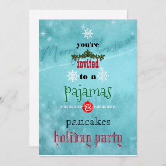Kerstfeestdag Pajamas en Pancakes Family Party Kaart (Voorkant / Achterkant)