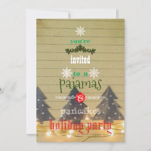 Kerstfeestdag Pajamas en Pancakes Family Party Kaart (Voorkant)