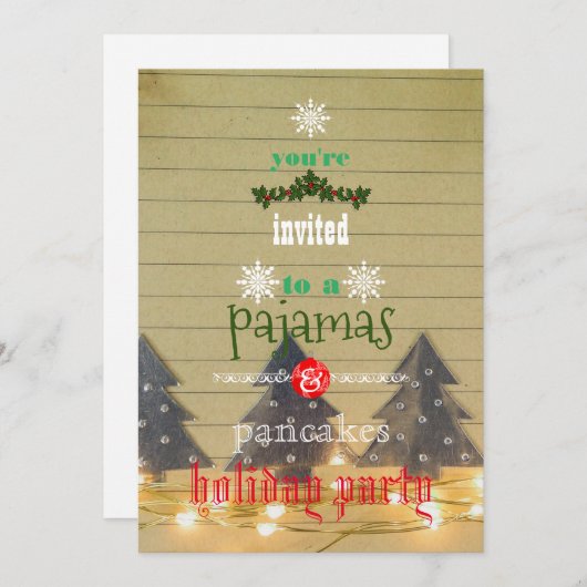 Kerstfeestdag Pajamas en Pancakes Family Party Kaart (Voorkant / Achterkant)