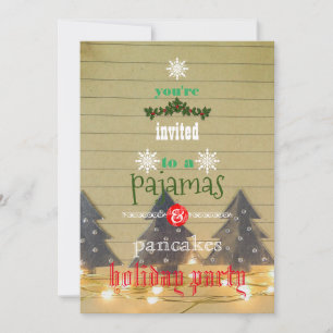 Kerstfeestdag Pajamas en Pancakes Family Party Kaart