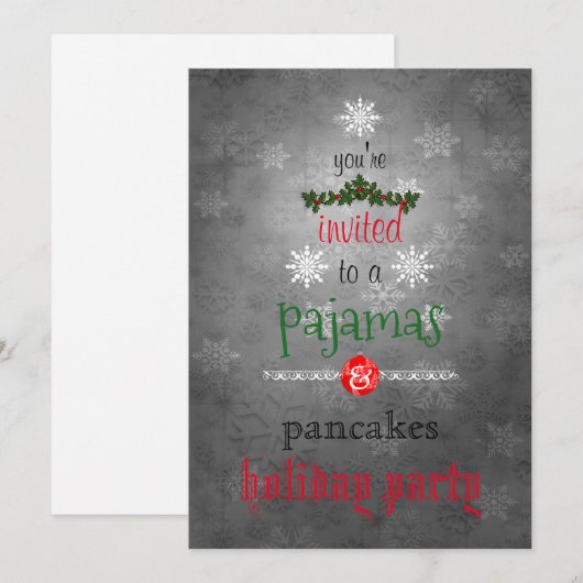 Kerstfeestdag Pajamas en Pancakes Family Party Kaart (Voorkant / Achterkant)