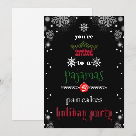 Kerstfeestdag Pajamas en Pancakes Family Party Kaart (Voorkant / Achterkant)