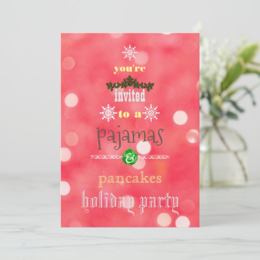 Kerstfeestdag Pajamas en Pancakes Family Party Kaart (Staand voorkant)