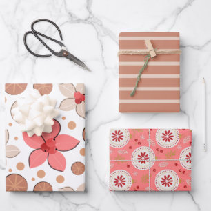 Kerstfeestdag - Patroon Modern Flower Inpakpapier Vel