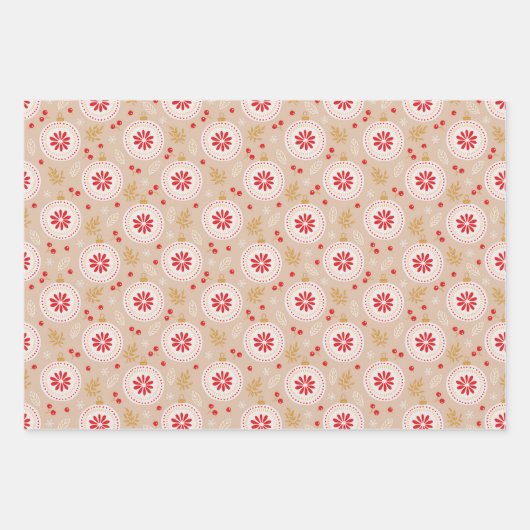 Kerstfeestdag Pattern Modern Bauble Inpakpapier Vel (Voorkant 3)