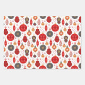 Kerstfeestdag Pattern Modern Bauble Inpakpapier Vel (Voorkant)