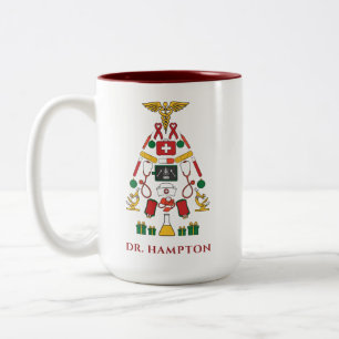 kerstfeestdag persoonlijke medische verpleegkundig tweekleurige koffiemok