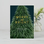 Kerstfeestdag - Pijnboom en foto-Folie Invitat Folie Uitnodiging (Staand Voorkant)