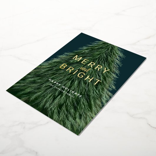 Kerstfeestdag - Pijnboom en foto-Folie Invitat Folie Uitnodiging (Gedraaid)