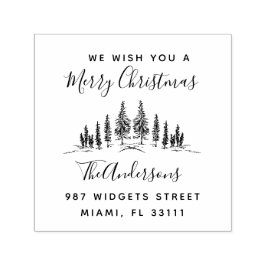 Kerstfeestdag Pine-boom Rustisch retouradres Zelfinktende Stempel