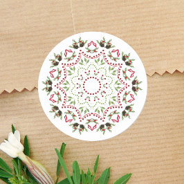 Kerstfeestdag Pinecones Mandala Pine Branches Ronde Sticker
