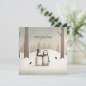 Kerstfeestdag pinguins kaart (Staand voorkant)