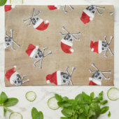 Kerstfeestdag Pirate Skulls op Biege Theedoek (Gevouwen)