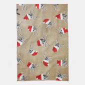 Kerstfeestdag Pirate Skulls op Biege Theedoek (Verticaal)