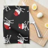 Kerstfeestdag Pirate Skulls op Black Theedoek (Quarter Fold)