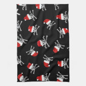 Kerstfeestdag Pirate Skulls op Black Theedoek (Verticaal)