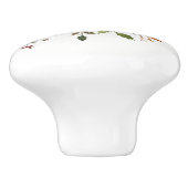 Kerstfeestdag Poinsettia Flower Holly Berry Keramische Knop (Zijkant)