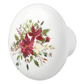 Kerstfeestdag Poinsettia Flower Holly Berry Keramische Knop (Rechts)