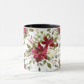 Kerstfeestdag Poinsettia Flower Holly Berry Mok (Midden)