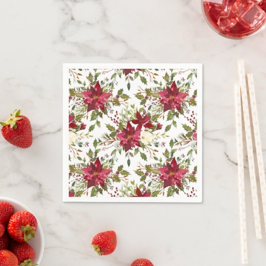 Kerstfeestdag Poinsettia winter Floral Servetten (Insitu)