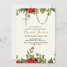 Kerstfeestdag Pointsettias Rosary Kaart