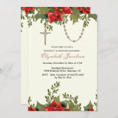 Kerstfeestdag Pointsettias Rosary Kaart (Voorkant / Achterkant)