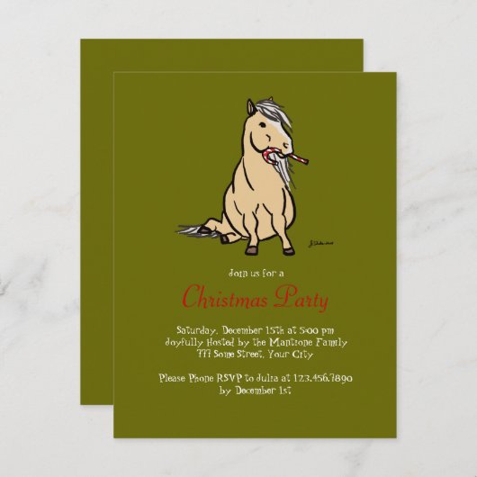 kerstfeestdag Pony Kaart (Voorkant / Achterkant)