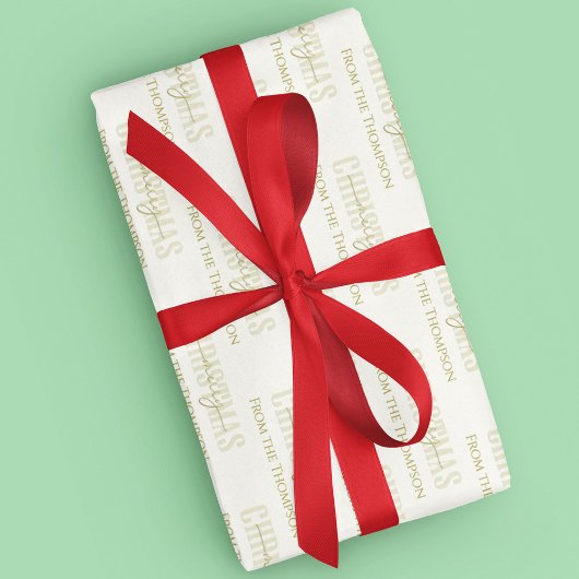 Kerstfeestdag prettig kerstfeest modern script inpakpapier vel