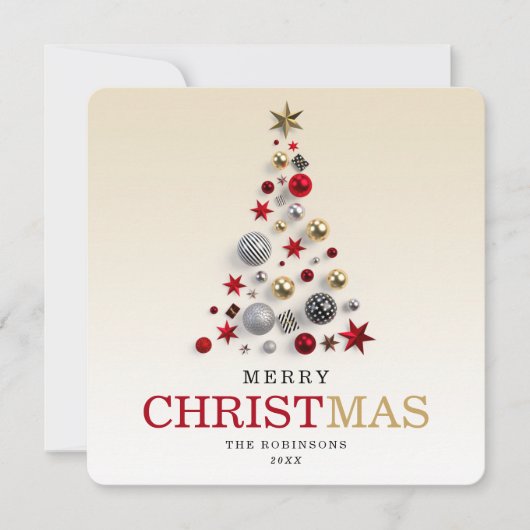 Kerstfeestdag | Professionele boomstructuur Feestdagenkaart (Voorkant)