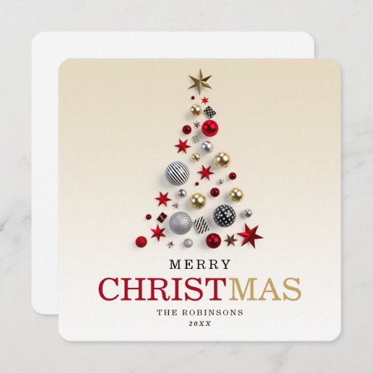 Kerstfeestdag | Professionele boomstructuur Feestdagenkaart (Voorkant / Achterkant)