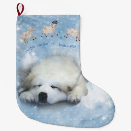 Kerstfeestdag - Puppy Counting Sheep (Pyr Puppy Co Grote Kerstsok