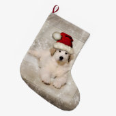 Kerstfeestdag - Pyr Puppy Santa Hat Grote Kerstsok (Voorkant (Hangend))