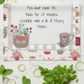 Kerstfeestdag receptie Rood banketbakje Theedoek (Gevouwen)