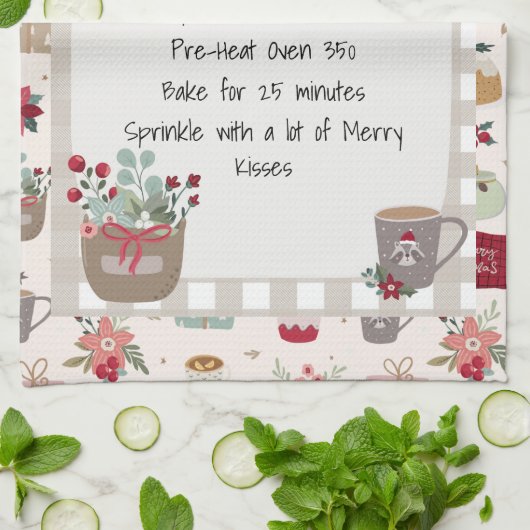 Kerstfeestdag receptie Rood banketbakje Theedoek (Gevouwen)